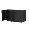 4 Wavy Doors Large Storage Space Sideboard With Adjustable Shelves And Retro Copper Handles For Dining Room And Living Room Black Black Mdf