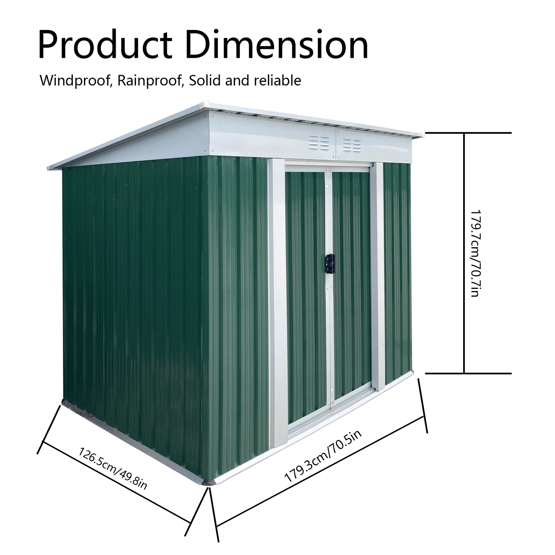 Outdoor Storage Sheds 6Ftx4Ft Pent Roof Green Green Garden & Outdoor Metal