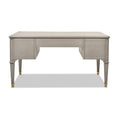 Dauphin Gold Accent 5 Drawer Wood Executive Desk, Grey Cashmere Wood Gray Solid Wood Mdf Wood
