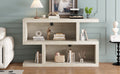 Retro Console Table With Symmetrical 2 Tier Open Shelf For Entryway And Living Room Natural Natural Mdf