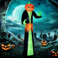 Homcom 9' Halloween Inflatables Outdoor Decorations Pumpkin Head Ghost, Blow Up Led Yard Decor For Garden, Lawn, Party, Holiday, Waterproof Multicolor Polyester