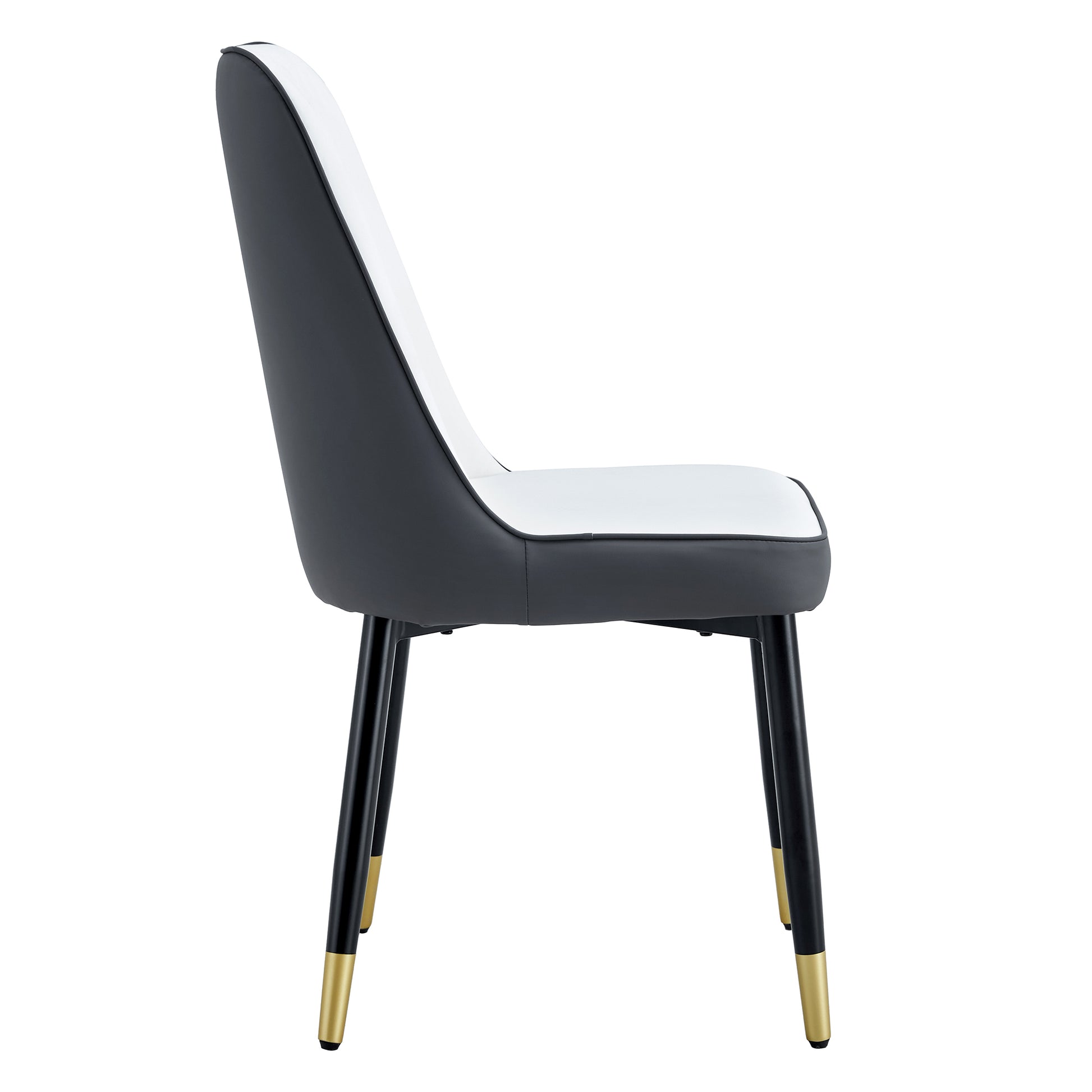Table And Chair Set.The Table Has A Glass Top With Imitation Marble Pattern Stickers And Stainless Steel Golden Legs. Paried With Chairs With Pu Artificial Leather Backrest Cushions And Black Legs. White Gold Seats 6 Glass Metal