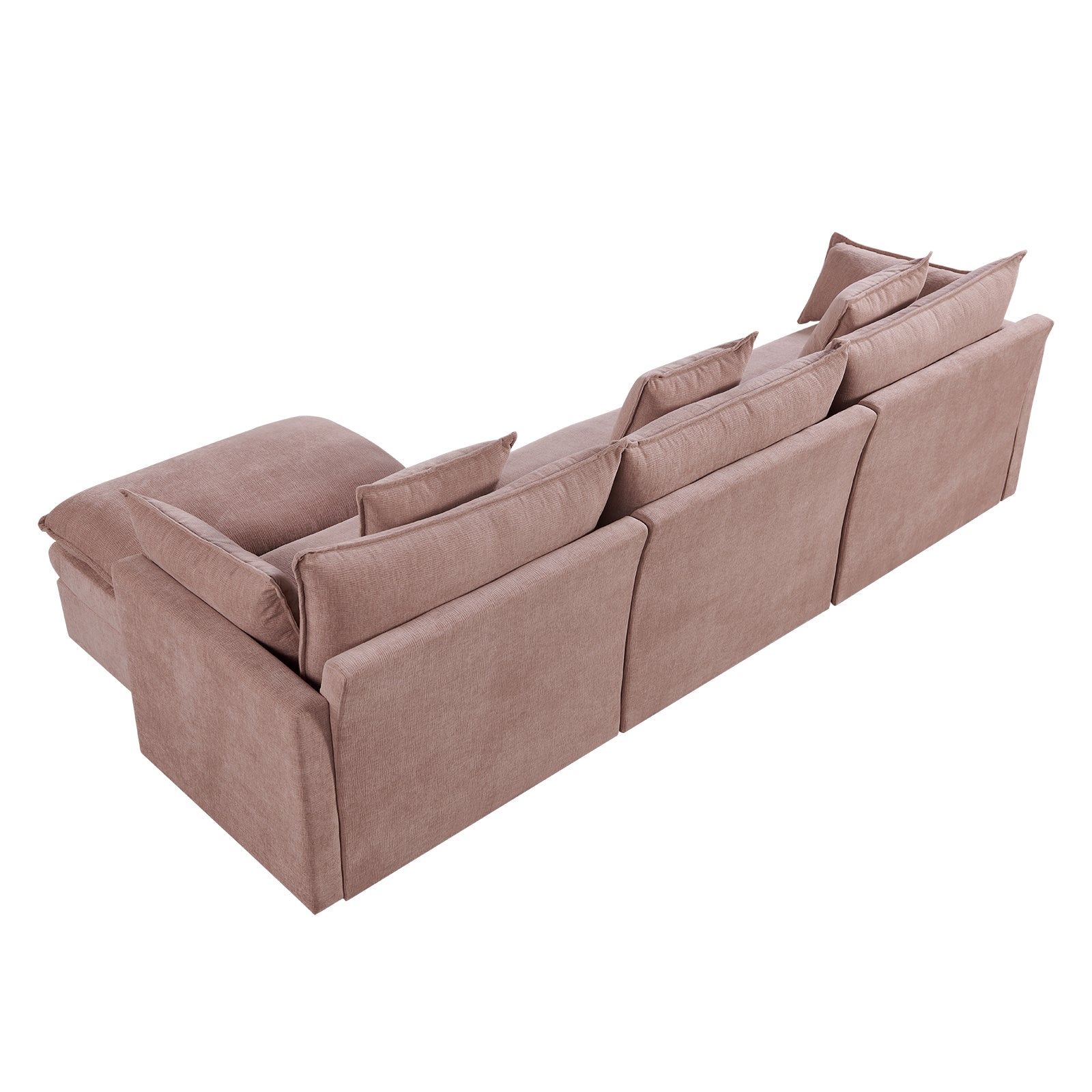108.66"Modern Chenille L Shaped Sectional Sofa With Convertible Chaise, Comfy Cloud Couch Deep Sectional Sofa With Ottomans For Living Room Pink Wood Foam Chenille 3 Seat