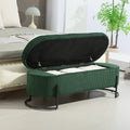 Coolmore Storage Ottoman,Bedroom End Bench,Upholstered Fabric Storage Ottoman With Safety Hinge, Entryway Padded Footstool, Ottoman Bench For Living Room & Bedroom Emerald Emerald Foam Velvet