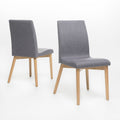 Dining Chair Set Of 2 Dark Grey Fabric