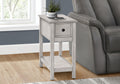 Accent Table, End, Side Table, 2 Tier, Narrow, Bedroom, Lamp, Storage Drawer, Grey Veneer, Transitional Gray Wash Mdf