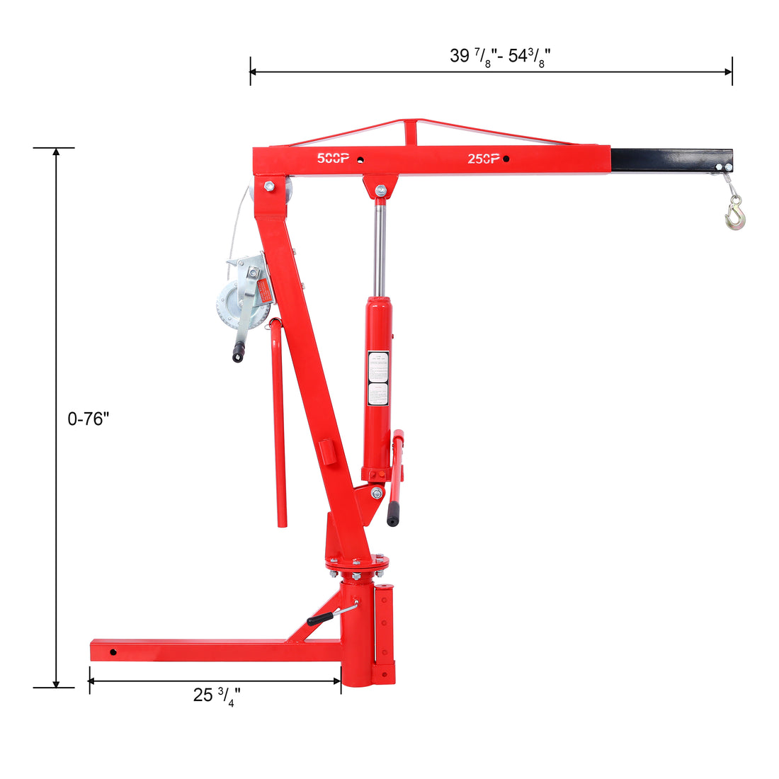 500Lb Pickup Truck Hydraulic Pwc Dock Jib Engine Hoist Crane Hitch Mount Lift 2" Hitch Mount, Red Red Steel
