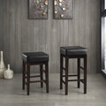 Transitional Black Faux Leather Seat 29 Inch Pub Height Stools Set Of 2, Espresso Finish Solid Wood Frame Black,Espresso Espresso Dining Room Transitional Solid Wood