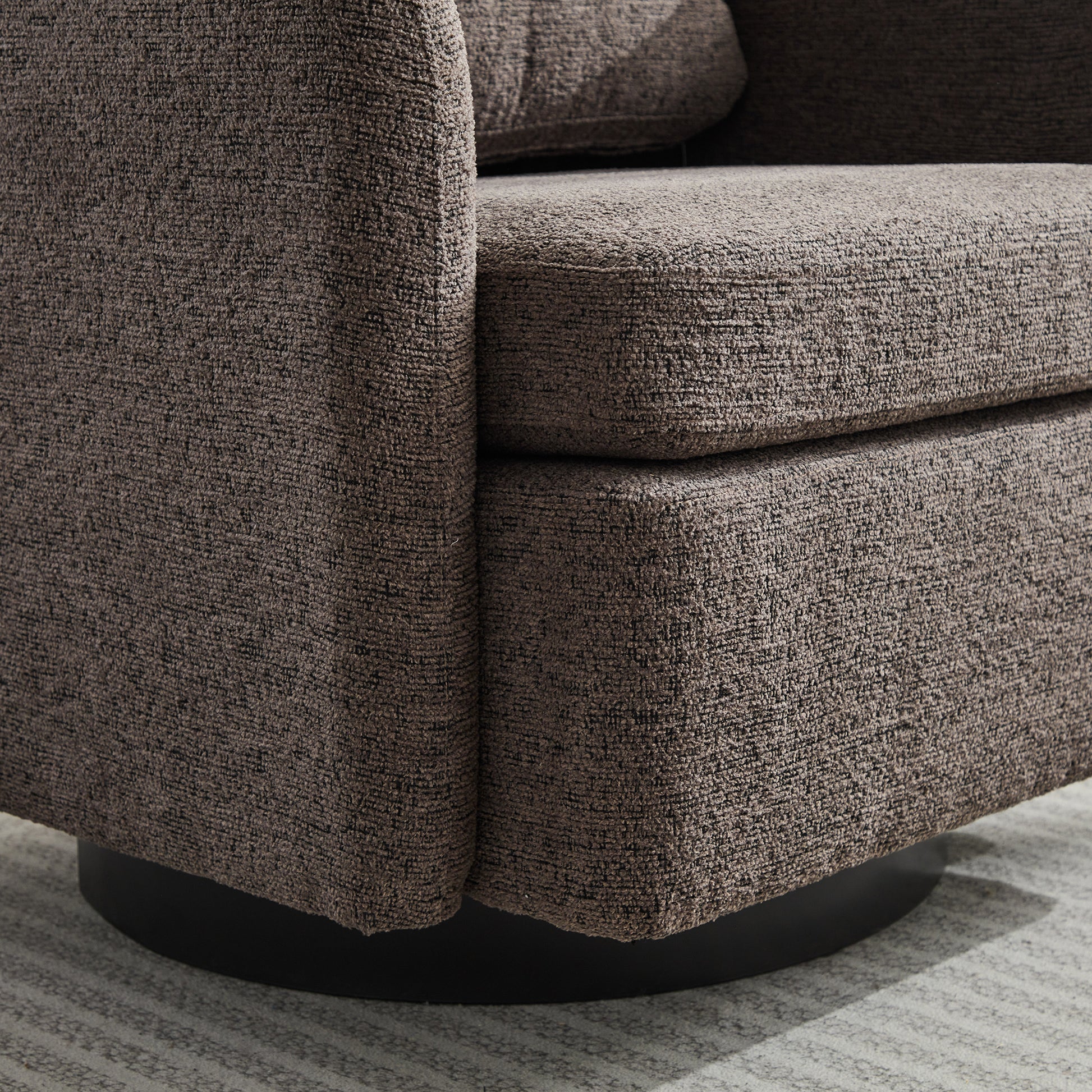 31.5"W Swivel Accent Chair And Comfy Round Accent Single Sofa Chair, 360 Degree Club Chair, Lounge Armchair For Living Room,Bedroom.Nursery.Taupe Black Chenille Black Taupe Chenille