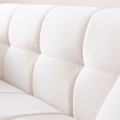 Wks13 Mid Century Modern Style: Simple White Sofa, Small Square Design, Velvet Fabric Texture Smooth, Retro Fashion, Solid Wood Feet, 2 People Design White Retro Broadcloth Pleat 2 Seat