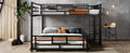 L Shaped Metal Twin Over Full Size Bunk Bed, Black Box Spring Not Required Black Metal Metal