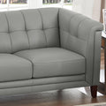 Arvo Leather Sofa Silver Grey Down Filling Genuine Leather 3 Seat