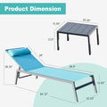 Patio Chaise Lounge Set, 3 Pieces Aluminum Adjustable Pool Lounge Chairs Textilene Sunbathing Recliner With Headrest Lake Blue,2 Lounge Chairs 1 Table Lake Blue Aluminium