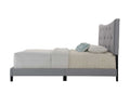 Grey Queen Bed With Tufted Headboard Box Spring Required Queen Grey Wood Bedroom Panel Wood Fabric