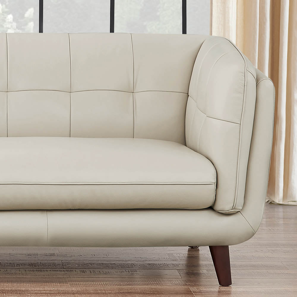 Solana Leather Loveseat Beige Down Filling Genuine Leather