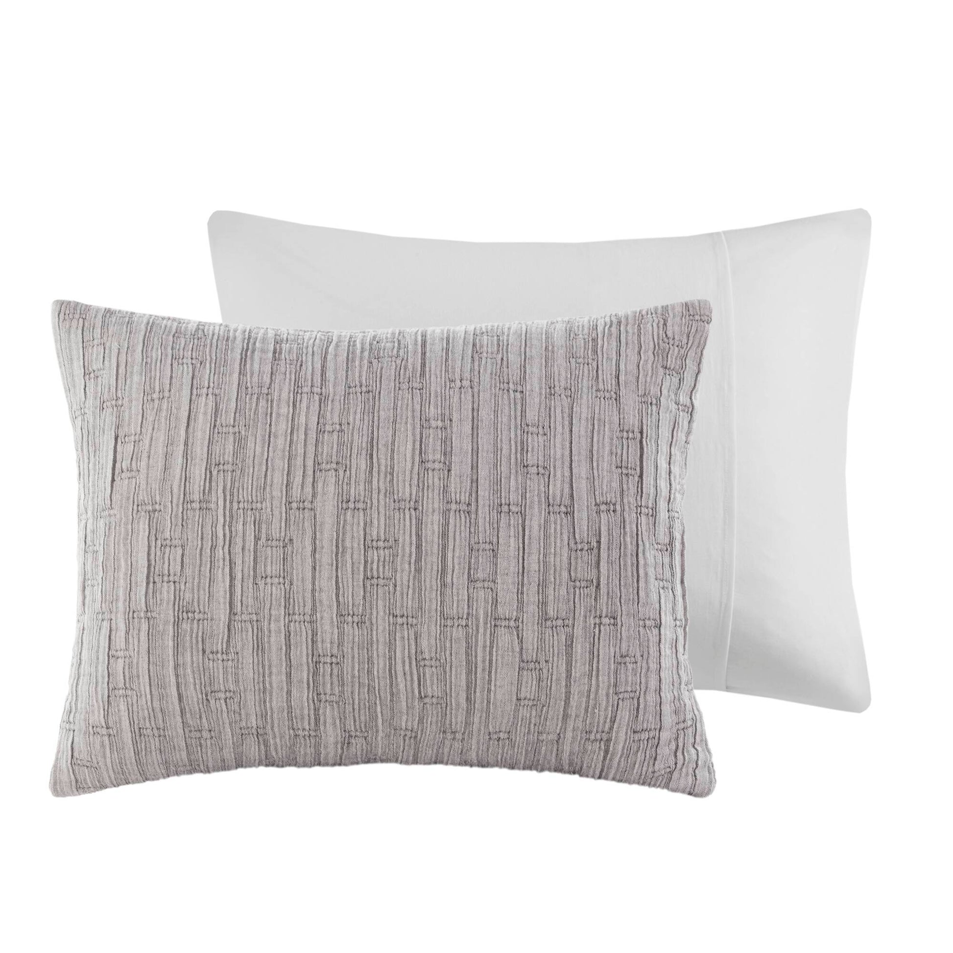 3 Piece Oversized Comforter Set Full Queen Grey Polyester