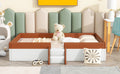 Full Size Upholstered Daybed Frame With Fence And Stairs, Brown White Full Brown White Mdf Lvl