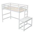 Twin Size High Loft Bed With Ladder Landing Platform, Ladders, Guardrails,White Twin White Wood Bedroom American Design Pine Bed Frame Pine