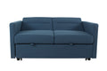 Loveseat Sleeper Pull Out Couch 3 In 1 Sofa Bed Adjustable Backrest Blue Wood Fabric