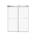 72'' 76'' W X 76'' H Soft Closing Double Sliding Frameless Shower Door With 3 8 Inch 10Mm Clear Glass In Chrome Chrome Stainless Steel