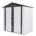 Xwt014 Garden Metal Storage Shed Gray White 6X4X6Ft Outdoor Storing Tools Rainproof Hinge Door Version Grey Metal