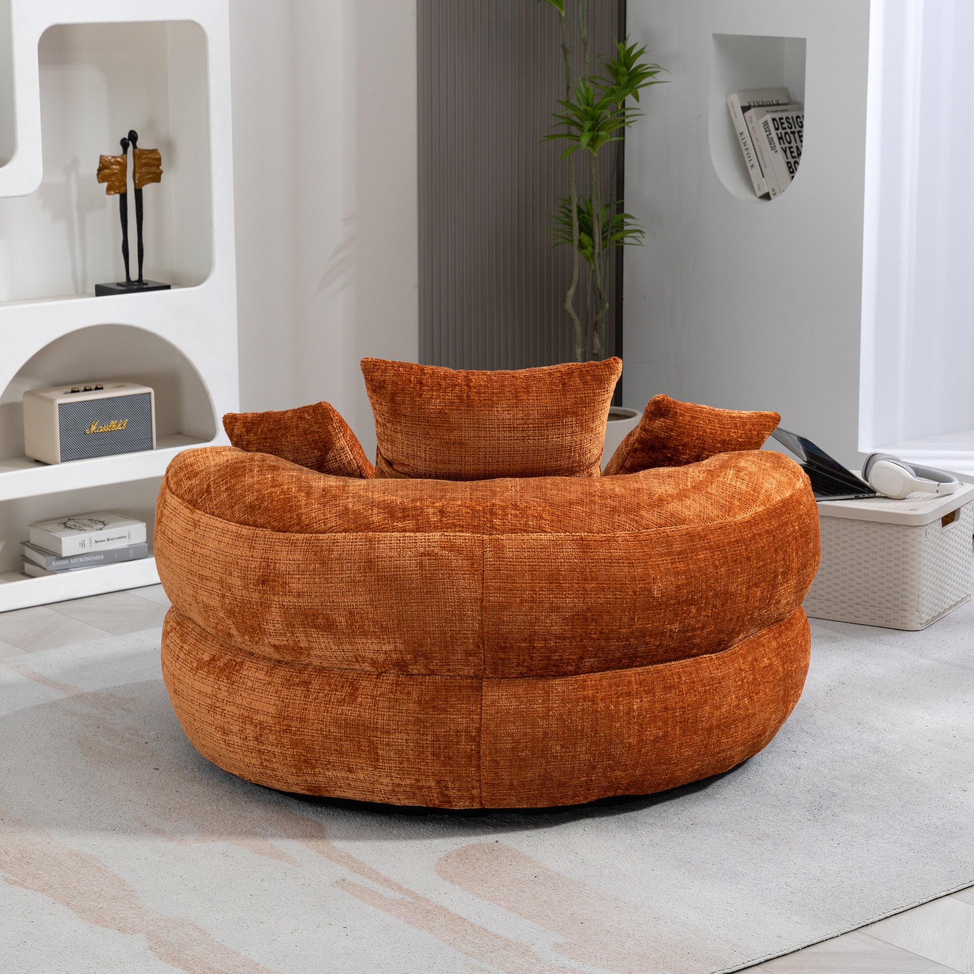 Coolmore Lazy Sofa Durable Comfort Lounger High Back Bean Bag Chair Couch With Three Pillows For Adults And Kids, Indoor & Outdoor, Single Gaming Sofa Chair For Bedroom,Office Orange Chenille Orange Foam Chenille 1 Seat