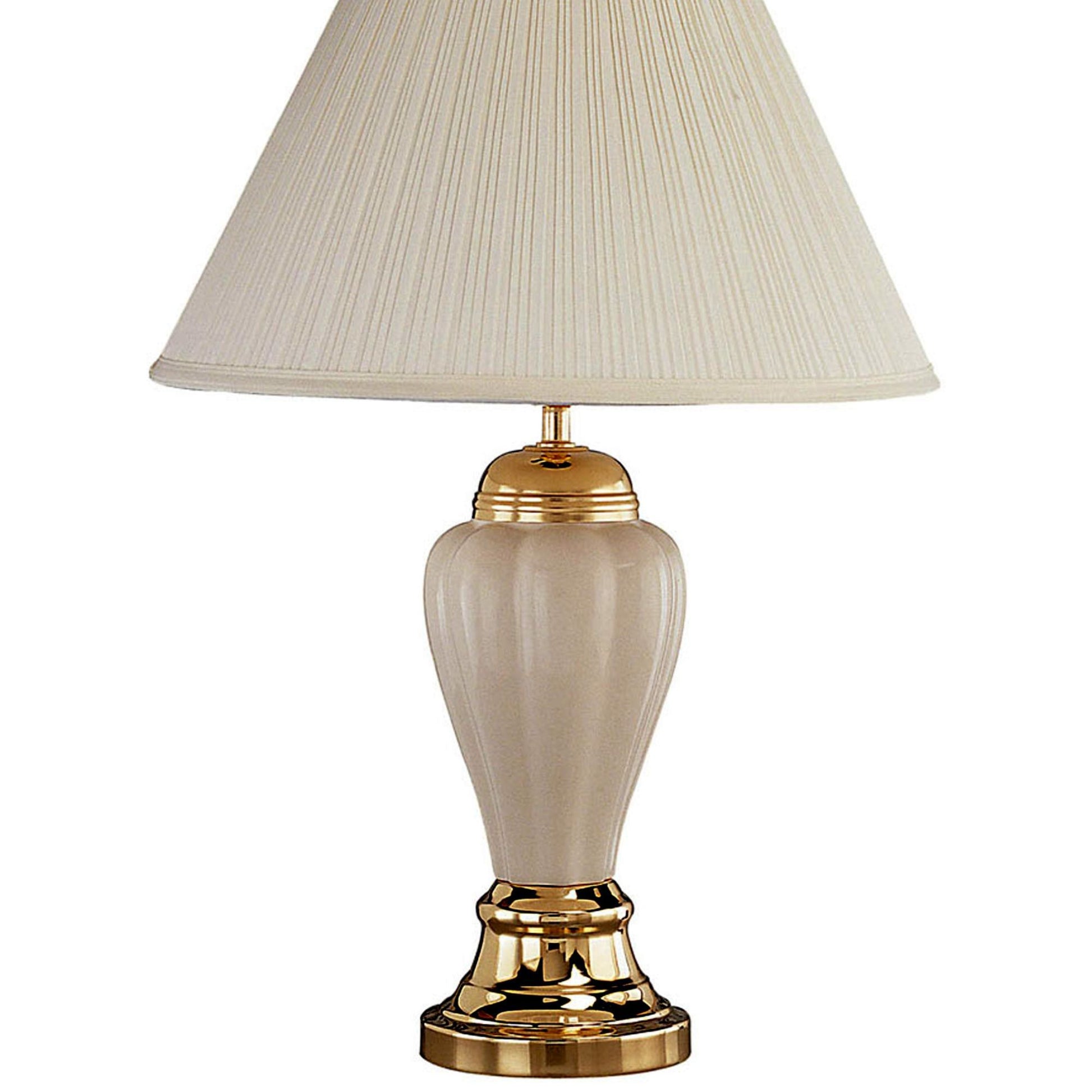 27" Tall Ceramic Table Lamp, Urn Shaped With Ivory Finish, Linen Shade Multicolor Ceramic