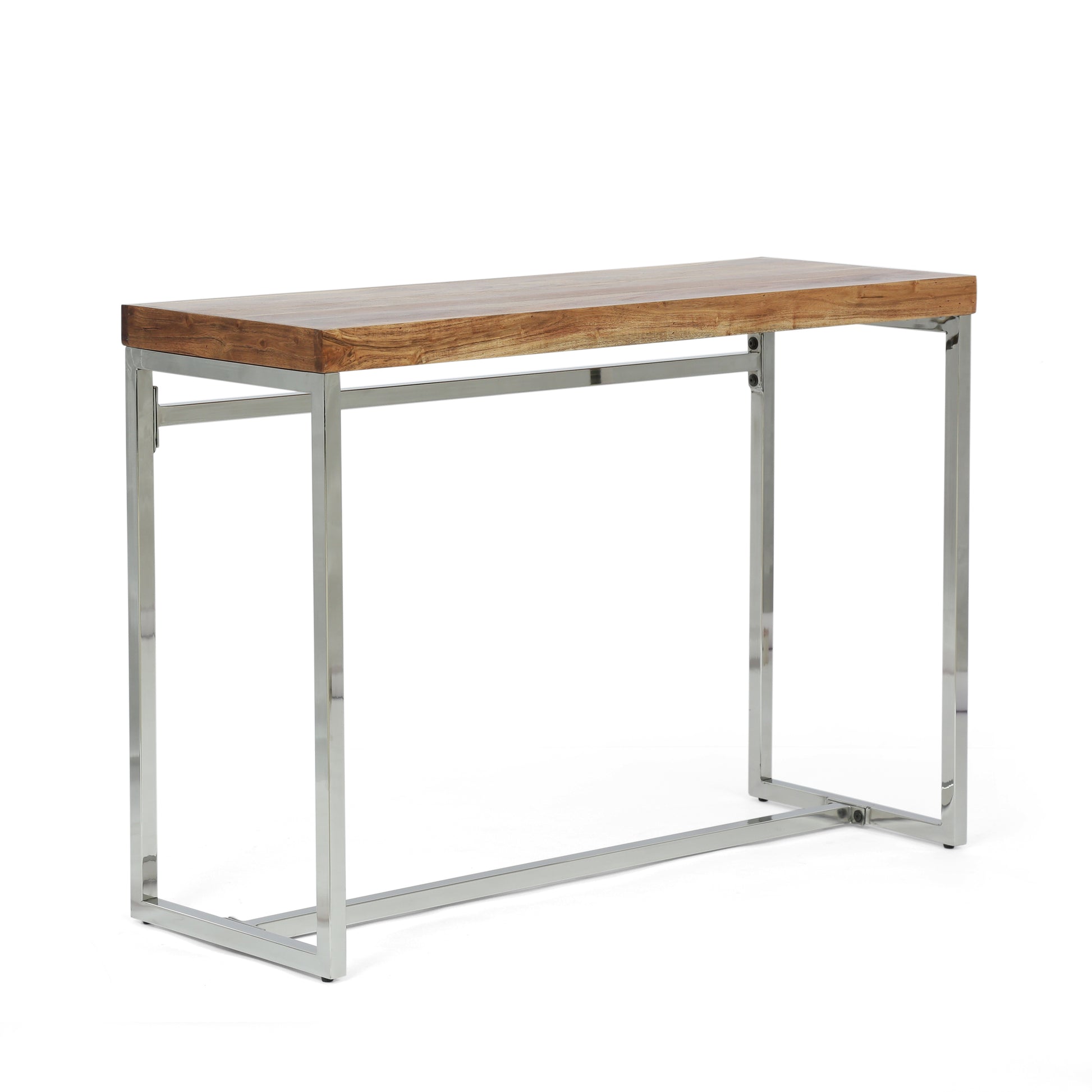 Console Table Natural Wood Stainless Steel