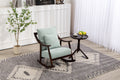Woven Fabric Mid Century Modern Accent Chairs Comfy Upholstered Glider Arm Chair With Solid Wood For Living Room Bedroom Balcony Light Green Linen