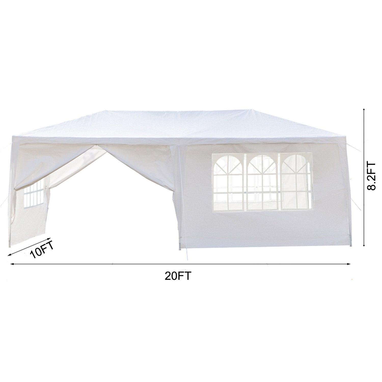 10X20' Outdoor Garden Gazebo Wedding Party Tent Canopy Marquee With 6 Removable Sidewalls White Metal