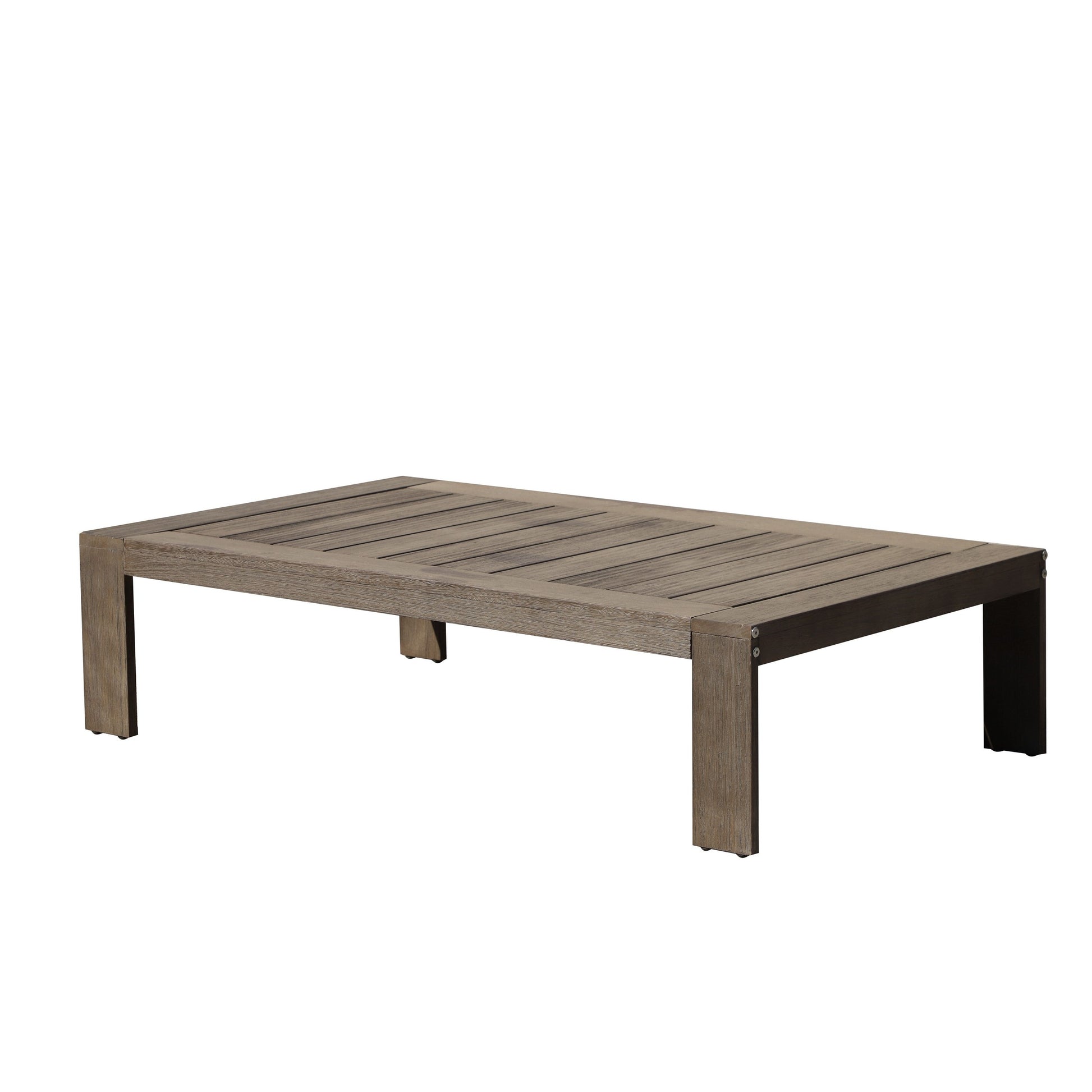 Neji 51 Inch Coffee Table, Burnt Brown Acacia Wood Frame, Plank Surface Brown Solid Wood