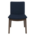 Laura Blue Linen Solid Wood Dining Chair Set Of 2 Dark Blue,Dark Brown Brown Linen,Solid Wood