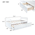 Twin Size Bed With Headboard, Footboard, Trundle And Three Storage Drawers, Twin Size Pine Wood Bed With Headboard, Footboard,White Twin White Pine
