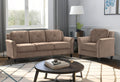 Stylish Flannel Living Room Three Piece Sofa Set, Brown Flannel Antique Brown Velvet Wood Primary Living Space Soft Cushion Back Extra Heavy Duty American Traditional Square Arms Down Filling Velvet 6 Seat
