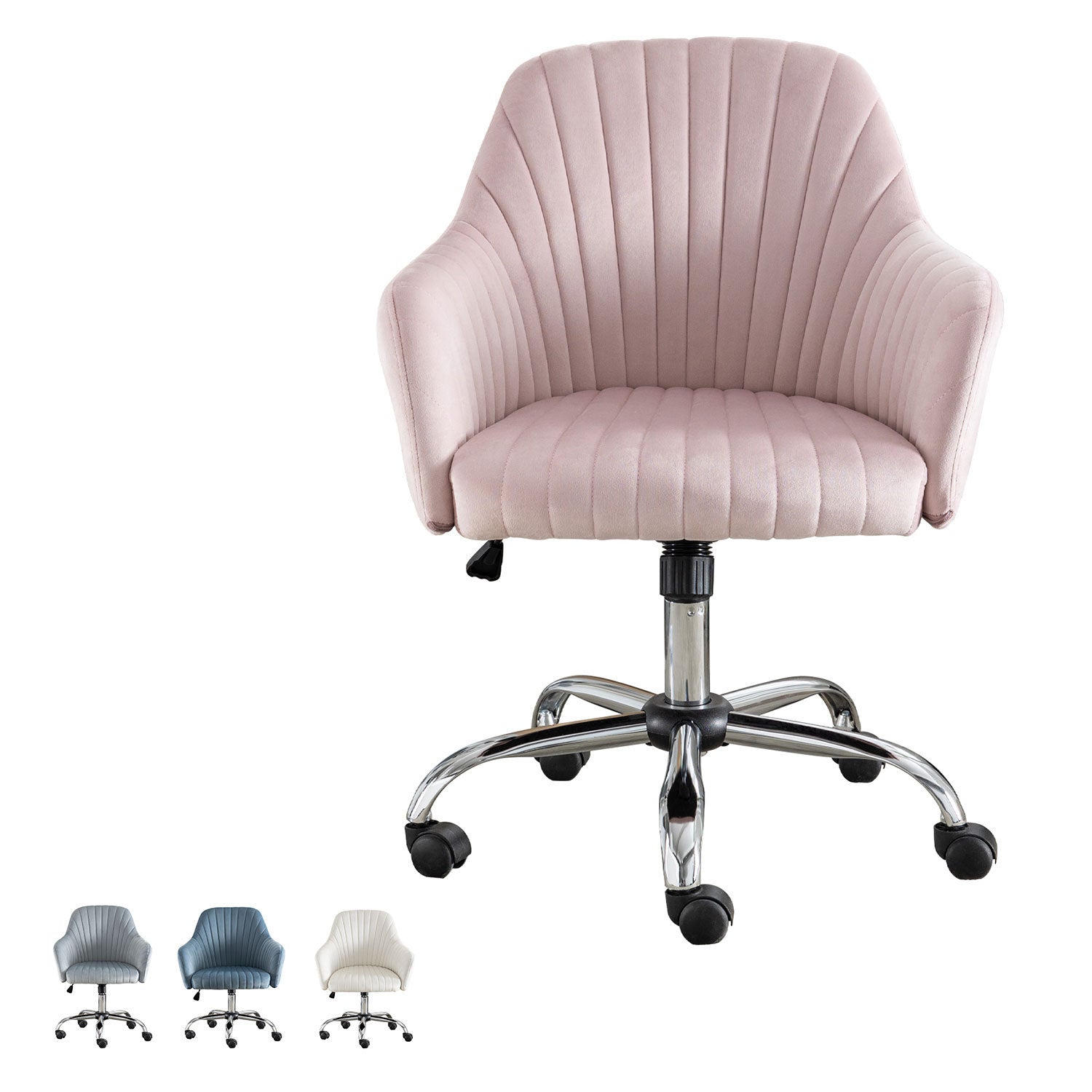 Accent Chair Modern Home Office Leisure Chair With Adjustable Velvet Height And Adjustable Casters Pink Pink Cotton Velvet
