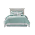 Oversized Cotton Jacquard Comforter Set Aqua Queen Queen Aqua Cotton