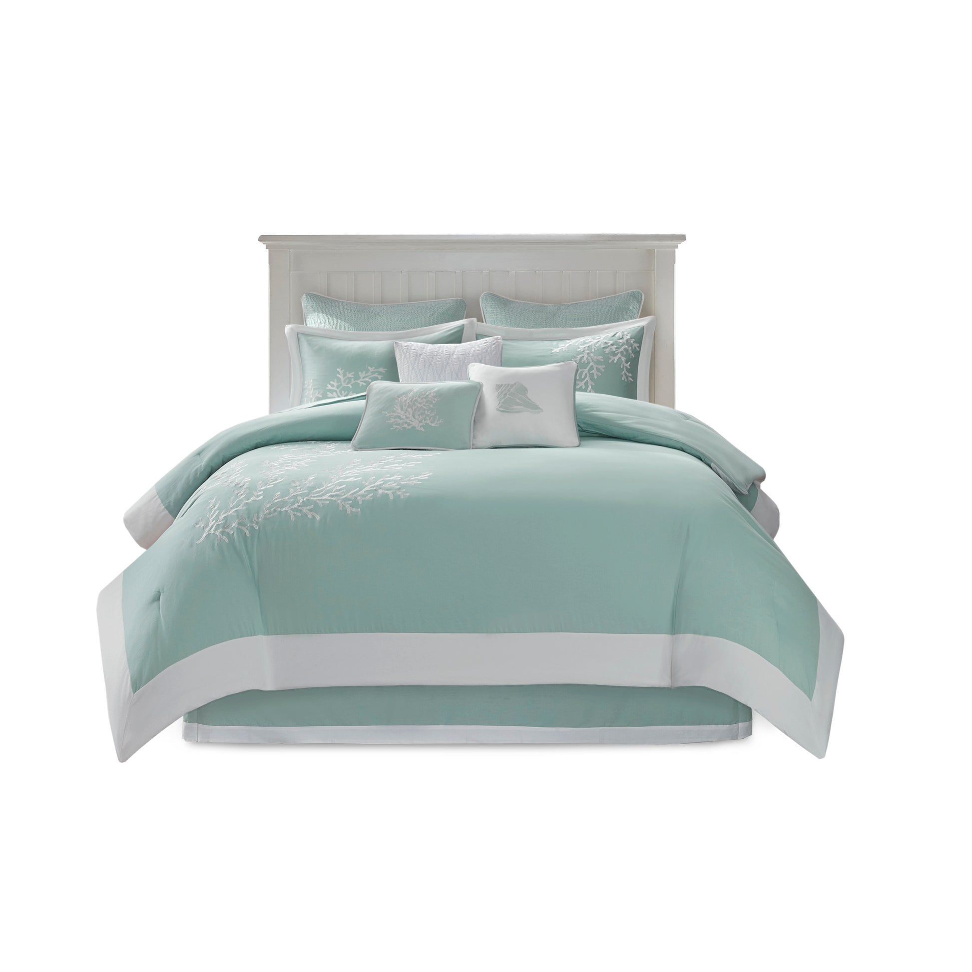 Oversized Cotton Jacquard Comforter Set Aqua Queen Queen Aqua Cotton