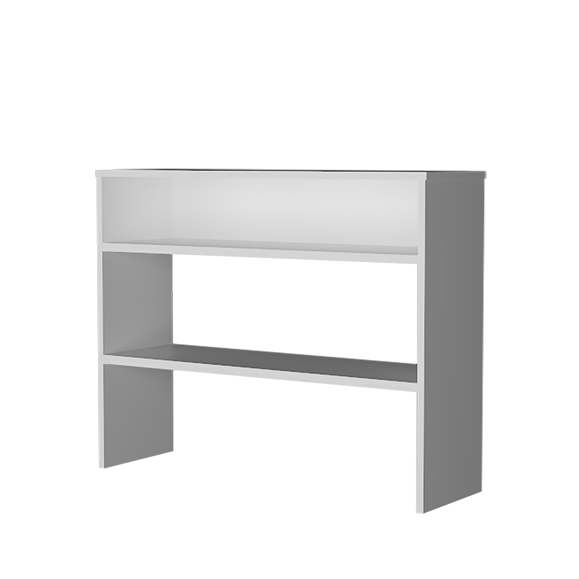 Vail Console Table In Melamine With Open Storage, White Freestanding 1 2 Shelves White Primary Living Space Open Storage Space Modern Pine Particle Board Melamine