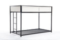 Adam Twin Twin Bunk Black With White Mesh Guard Rail Box Spring Not Required Twin Black Metal Bedroom Bunk Metal