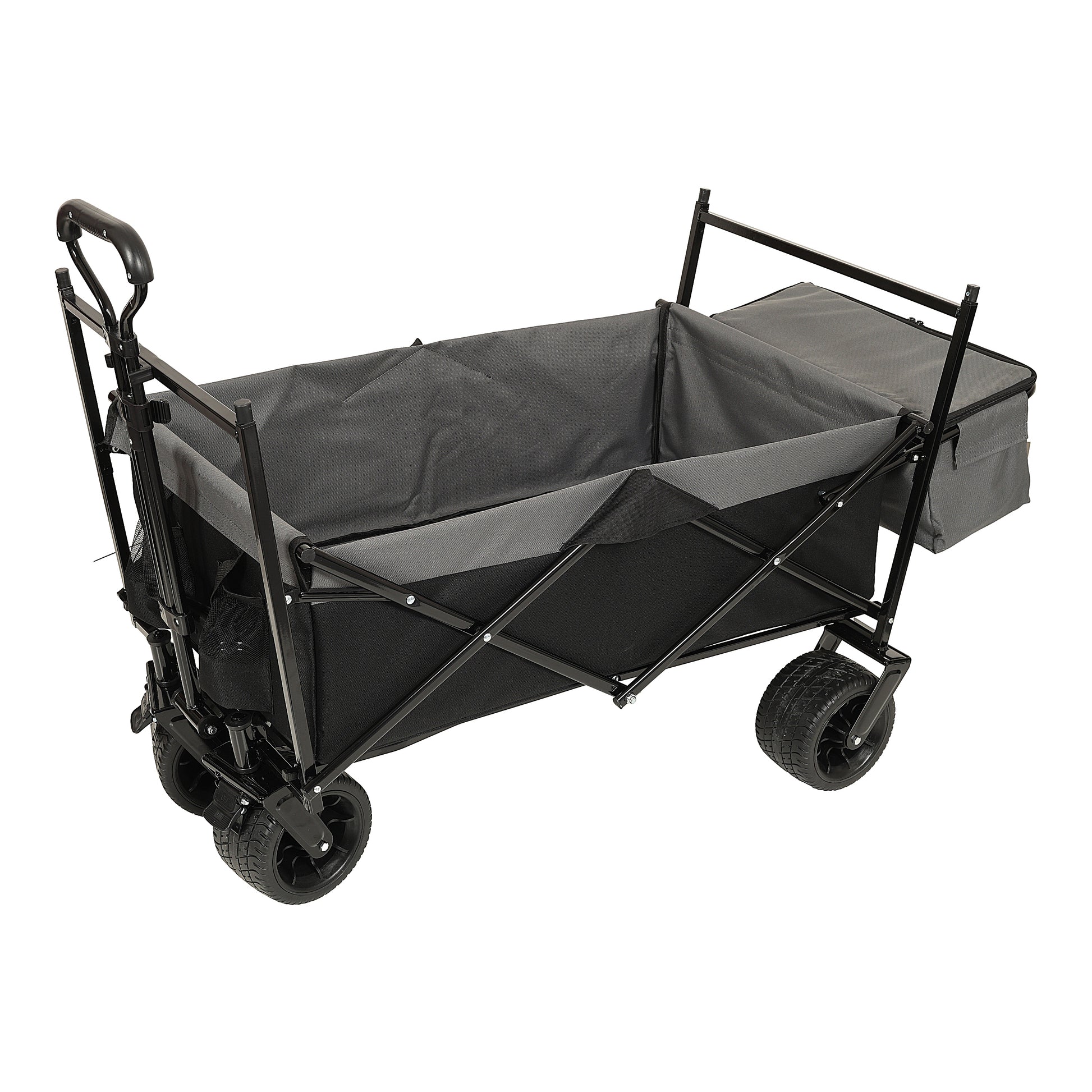 480Lbs Collapsible Wagon With Canopy,Wagon Stroller With 7" All Terrain Wheels, Lightweight Foldable Wagon, Large Capacity For Camping, Shopping, Sports, And Garden Use,Black With Mosquito Net Black