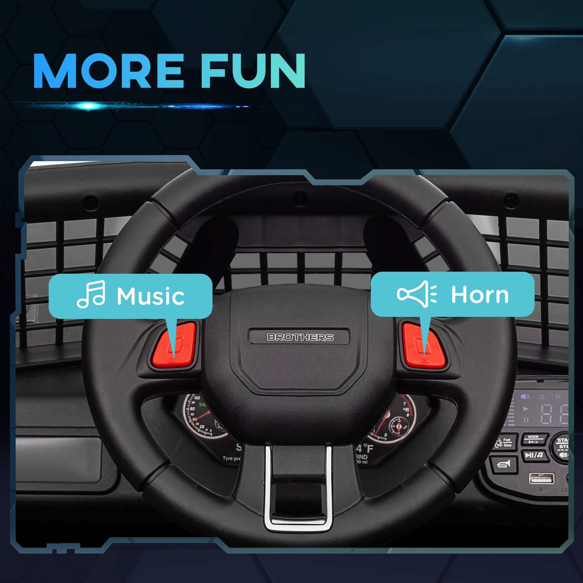 Qaba 12V Ride On Truck, Battery Powered Kids Electric Car With Parent Remote, 4 Suspension Wheels, 3 Mph Max Speed, Music, Horn & Led Lights For Ages 3 6 Years Old, Black Black Plastic