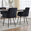 Dining Chairs Set Of 2, Upholstered Kitchen Chairs With Comfortable Seat, Velvet Dining Chairs With Armrests, Easy To Assemble And Clean, For Dining Room, Kitchen, Living Room,Black Black Velvet