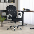 Vinsetto Home Office Chair, Velvet Computer Chair, Button Tufted Desk Chair With Swivel Wheels, Adjustable Height, And Tilt Function, Black Black Polyester