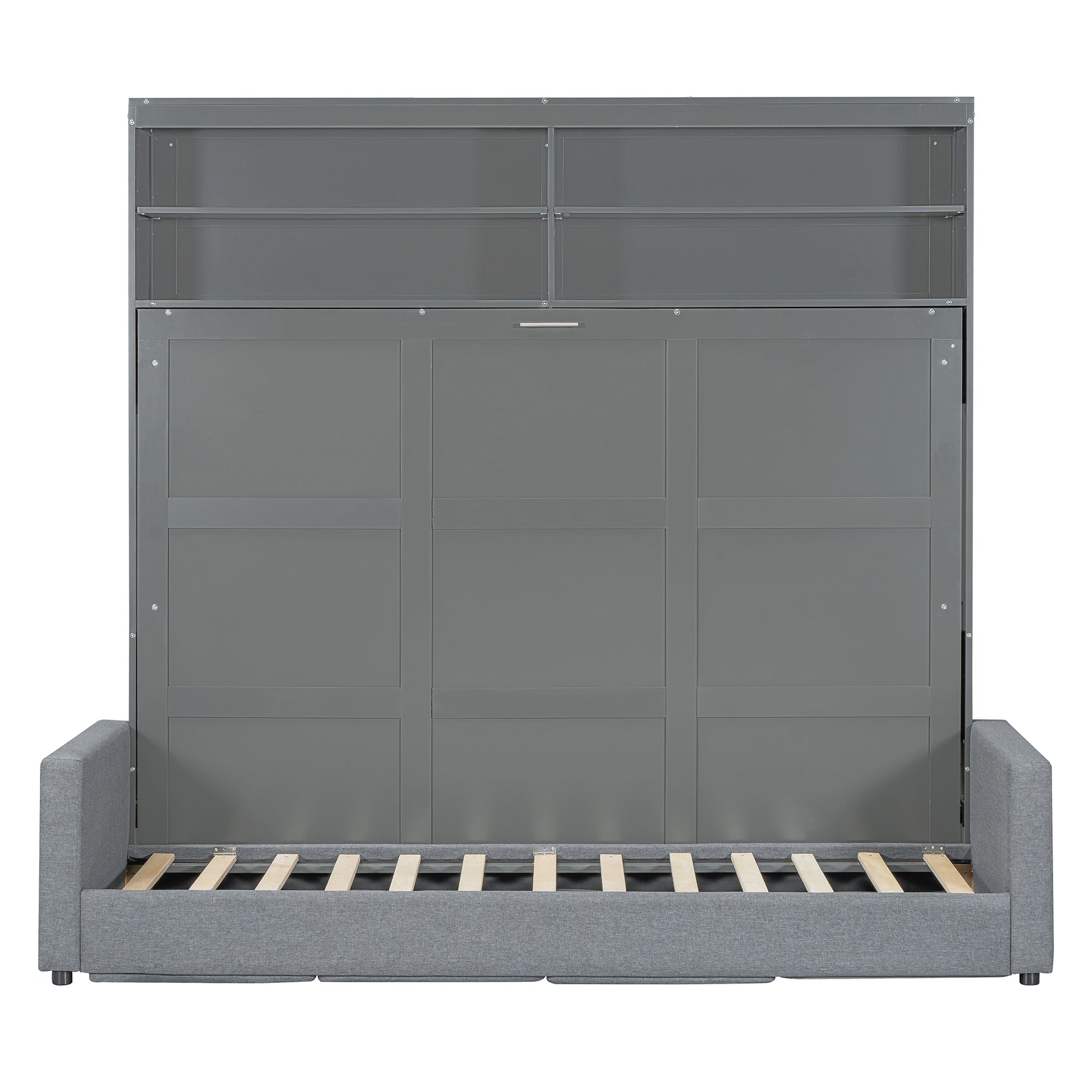 Queen Size Murphy Bed Wall Bed With Sofa,Gray Queen Gray Mdf Lvl