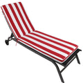 1Pcs Set Outdoor Lounge Chair Cushion Replacement Patio Funiture Seat Cushion Chaise Lounge Cushion Red White Red Striped Cotton