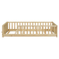 Twin Size Floor Platform Bed With Built In Book Storage Rack,Natural Twin Natural American Design Pine