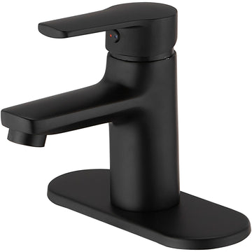 Matte Black Single Handle Low Arc Bathroom Faucet Matte Black Brass