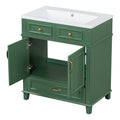 30'' Bathroom Vanity With Resin Sink, Solid Wood Frame Bathroom Storage Cabinet With Soft Closing Doors, Retro Style, Green Same As Sw000118Aaf Green Bathroom Modern Solid Wood Mdf Resin