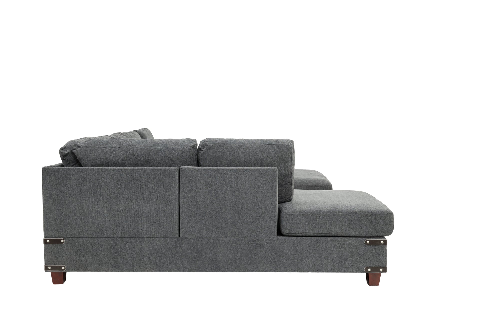 Living Room Furniture Charcoal Chenille Sectional W Ottoman Linen Like Fabric Sofa Reversible L R Chaise Ottoman 3Pc Sectional Sofa Charcoal Chenille Wood Primary Living Space Cushion Back