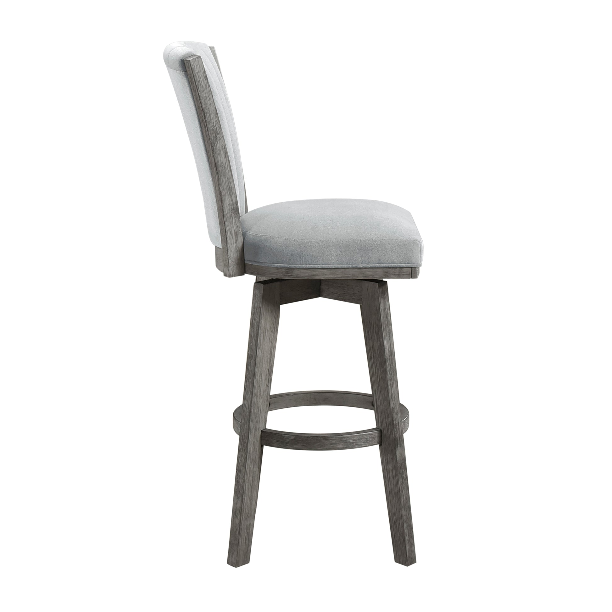 Gray Finish Set Of 2 Pub Height Chairs Swivel Seat Tufted Fabric Upholstered Solid Wood Dining Furniture Transitional Style Gray Dining Room Transitional Solid Wood